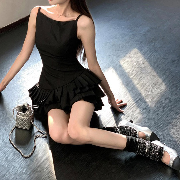 balletcore aesthetic pleated dress