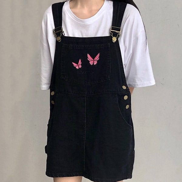 butterfly dungaree dress