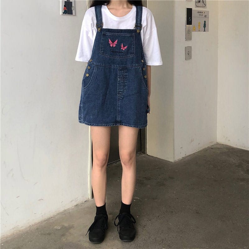 butterfly dungaree dress