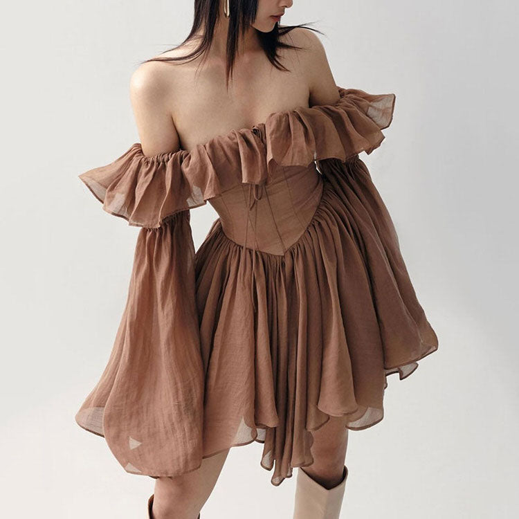 mocha brown mini dress
