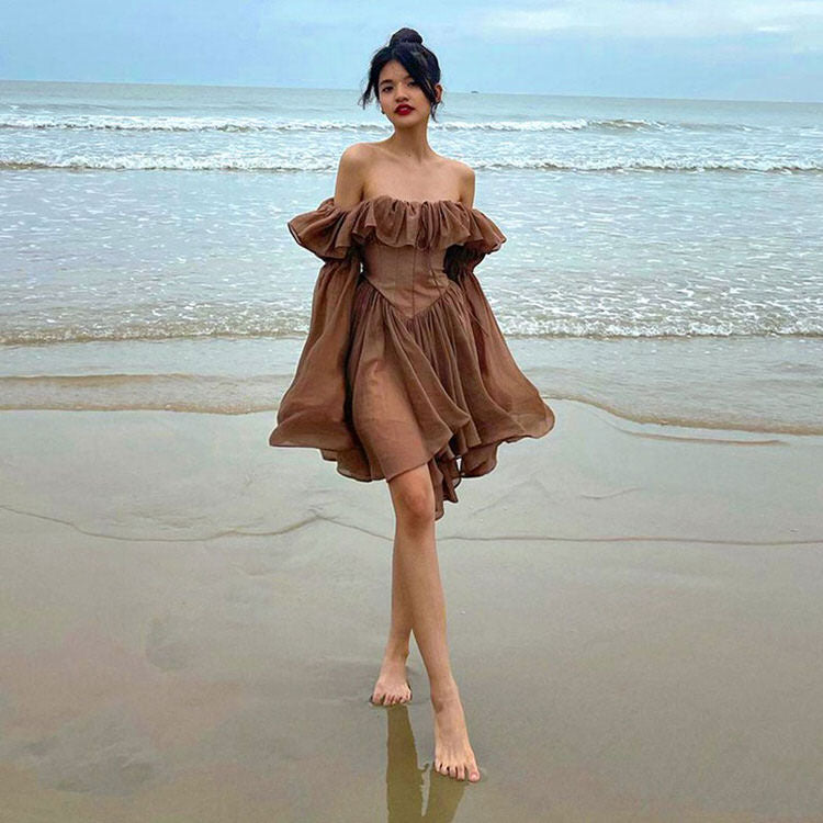 mocha brown mini dress