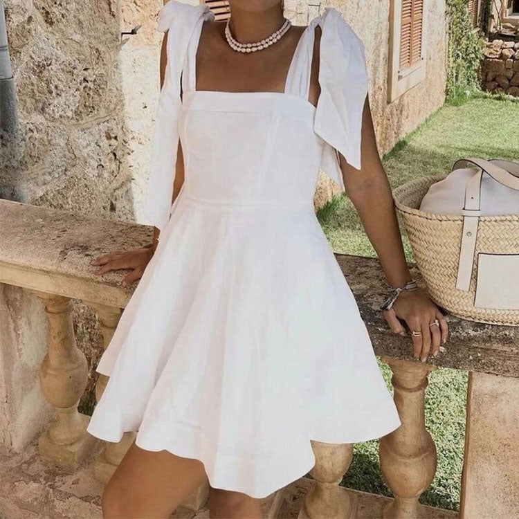 parisian aesthetic bow tie dress