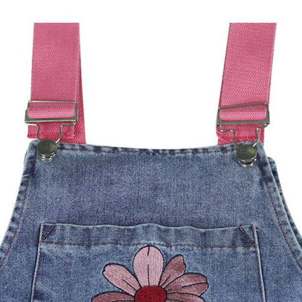 sakura embroidery dungaree shorts
