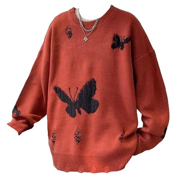 soft boy butterfly embroidery sweater
