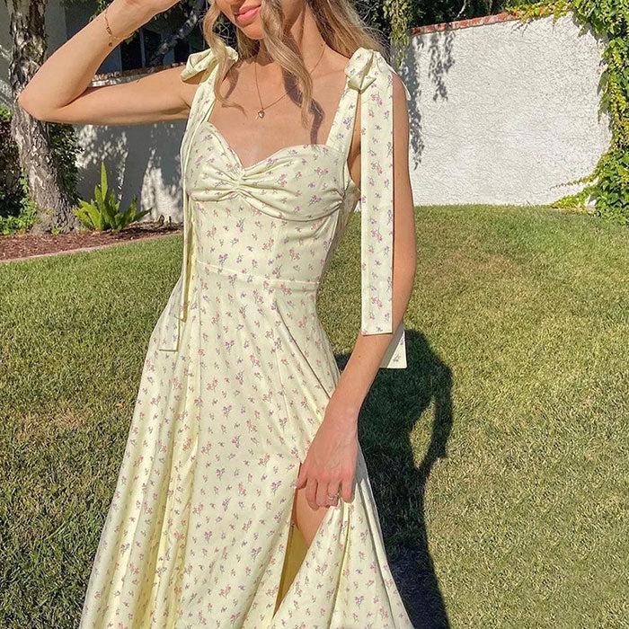 tie strap cottagecore midi dress