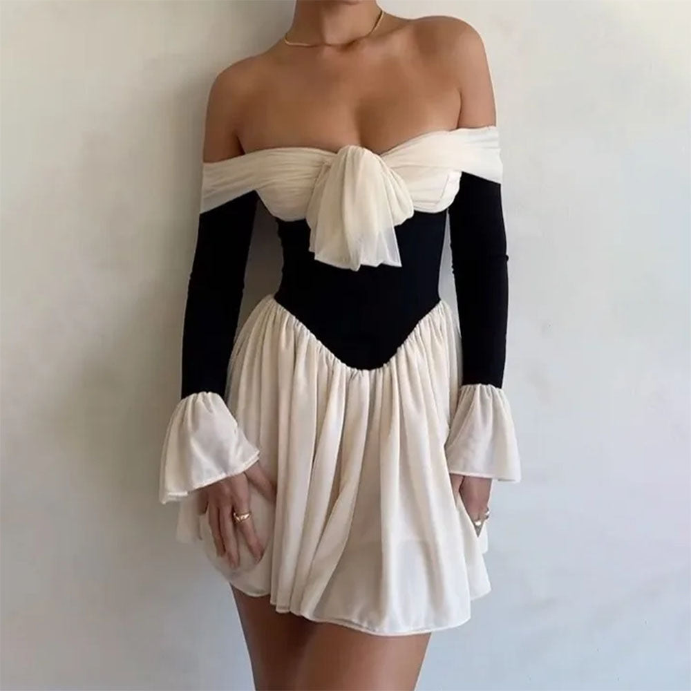 mademoiselle bow off shoulder dress