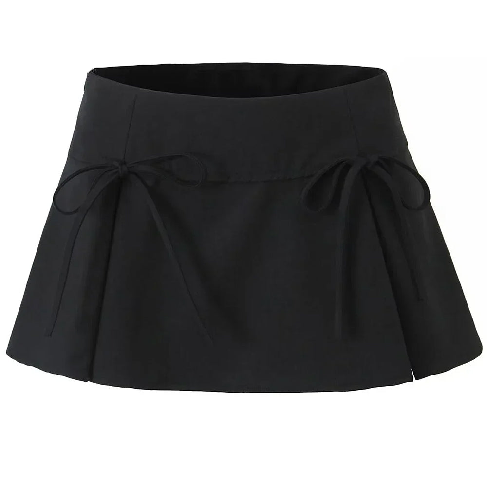 coquette bows pleated mini skirt