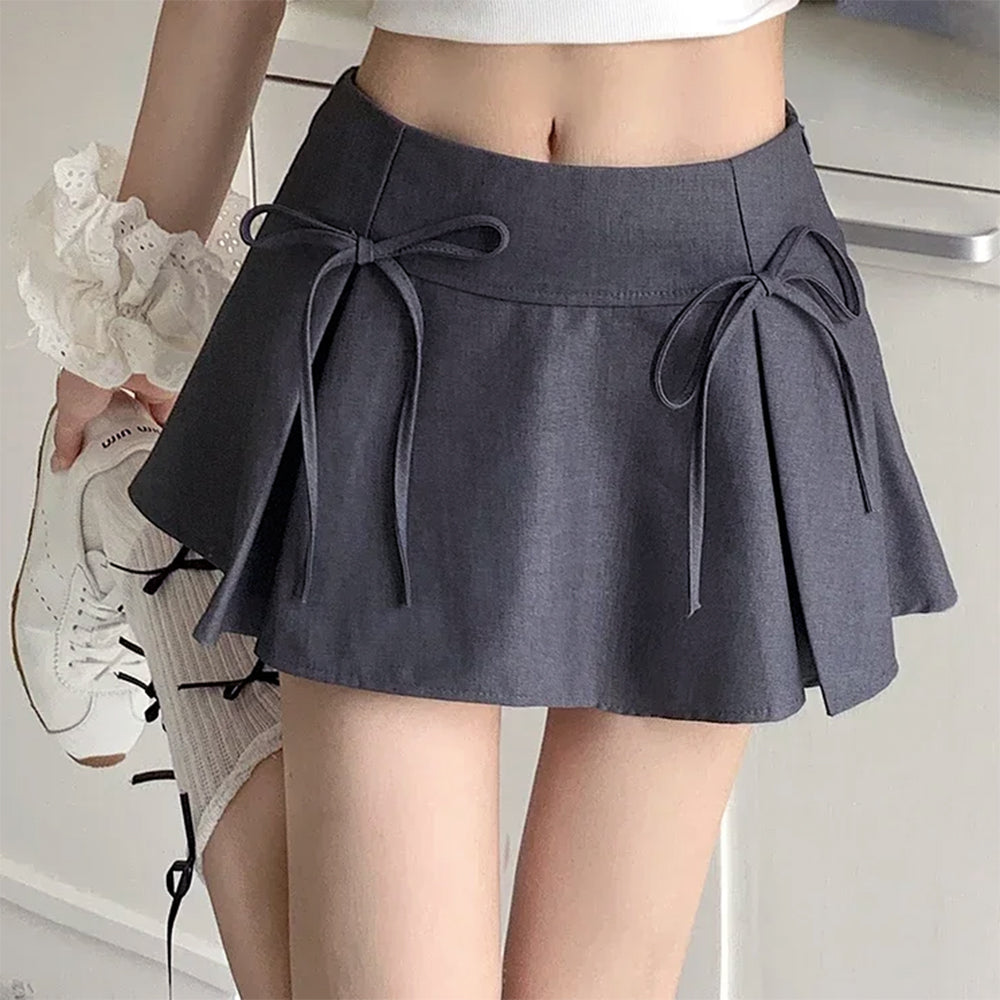 coquette bows pleated mini skirt