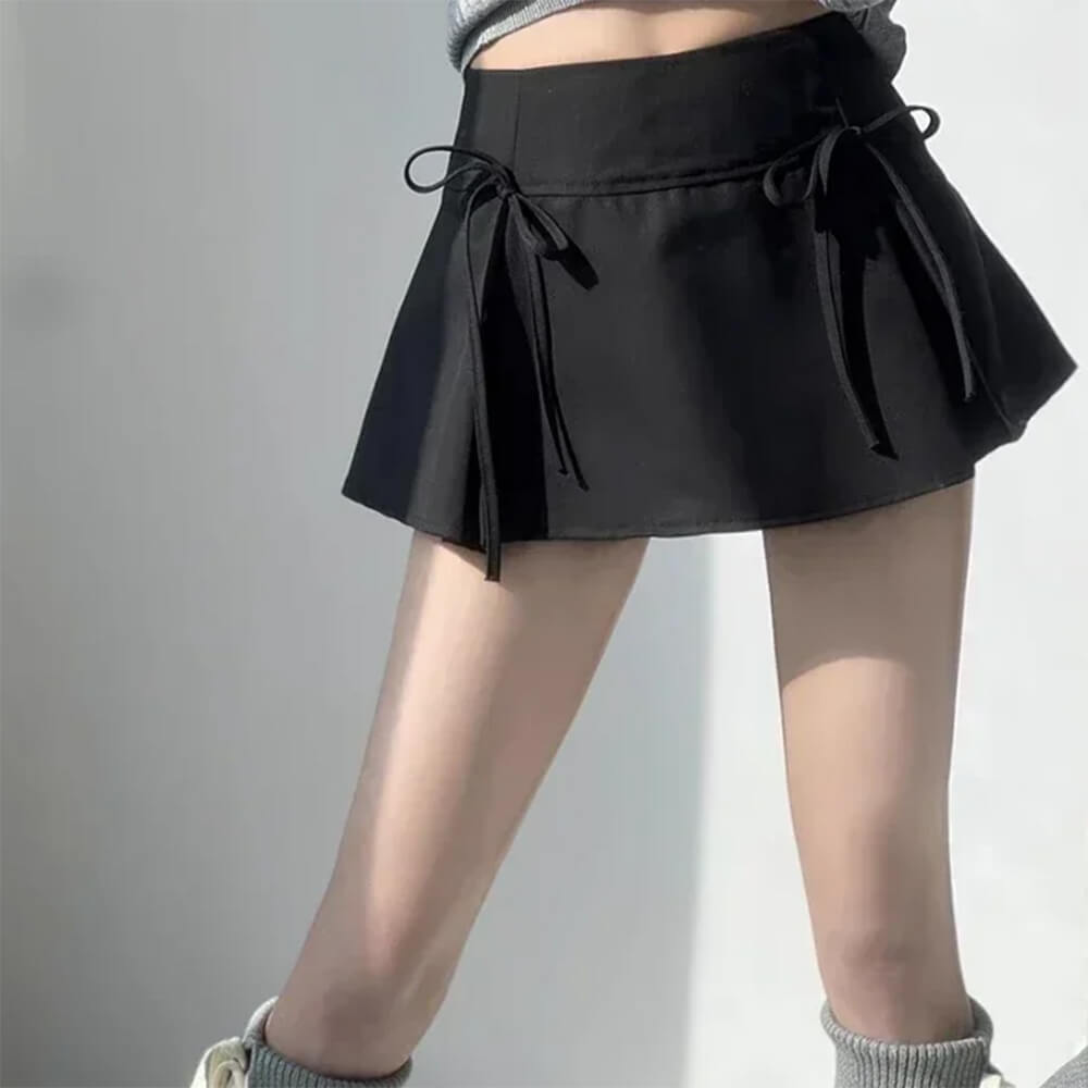 coquette bows pleated mini skirt
