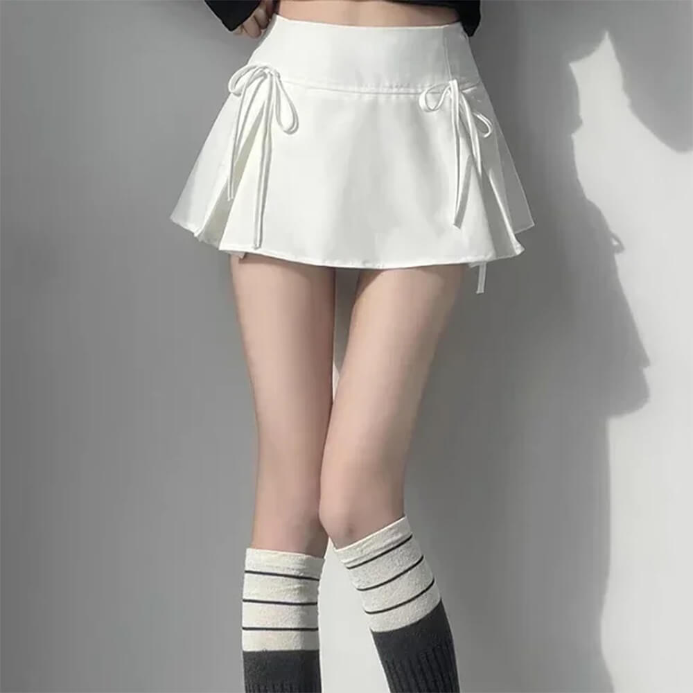 coquette bows pleated mini skirt