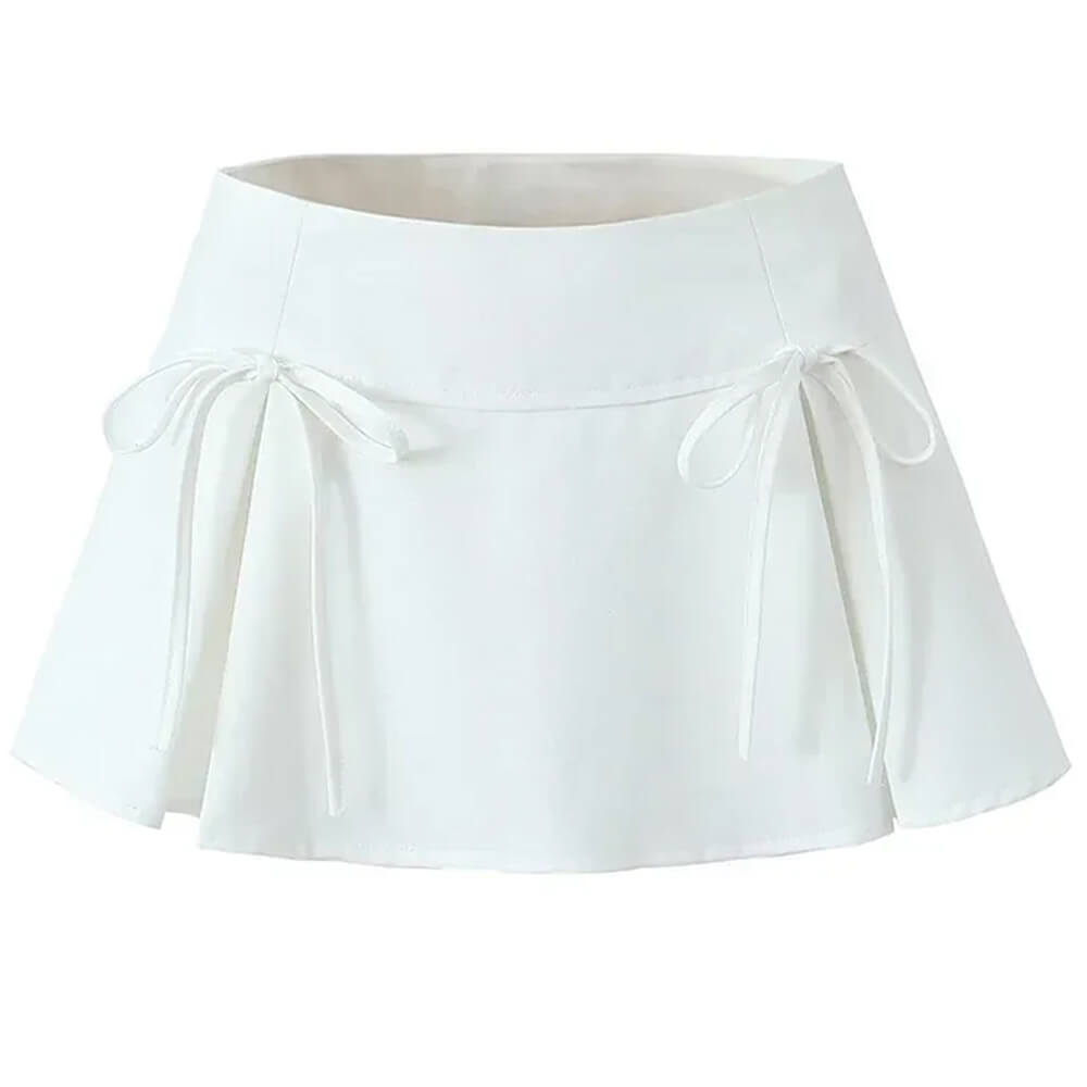 coquette bows pleated mini skirt