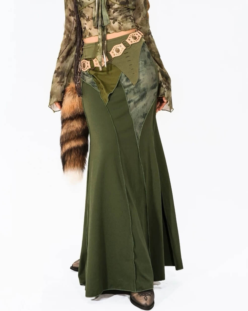 fairycore patchwork maxi skirt