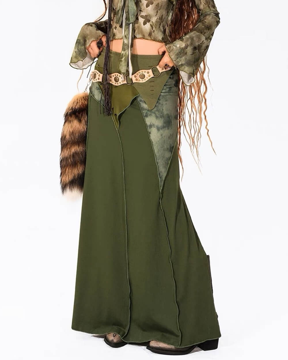 fairycore patchwork maxi skirt