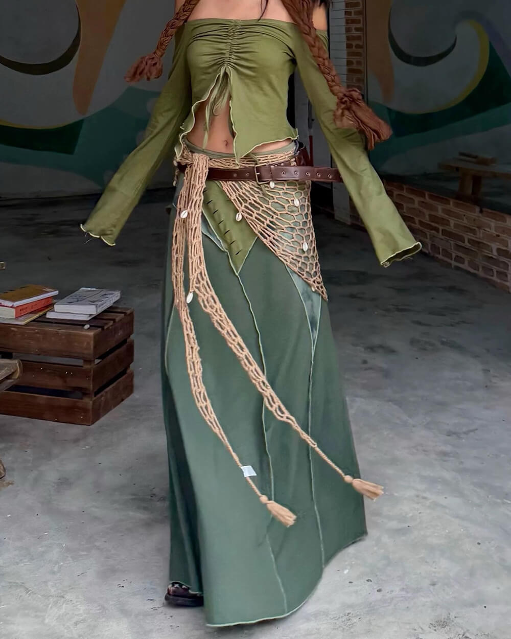 fairycore patchwork maxi skirt