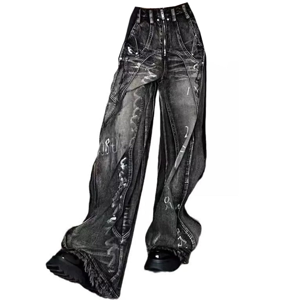 grunge wide leg cargo jeans