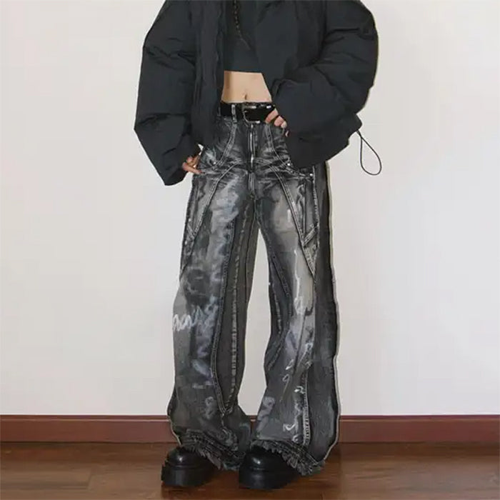 grunge wide leg cargo jeans