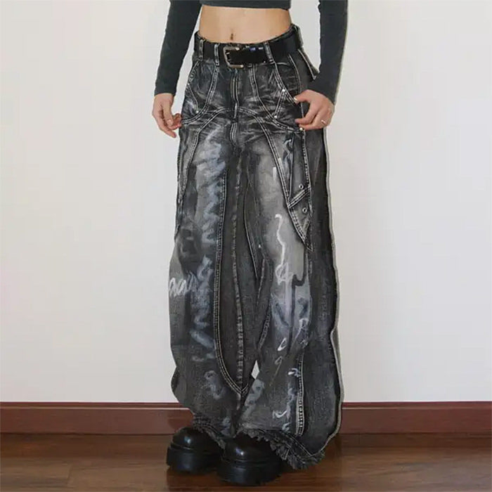 grunge wide leg cargo jeans