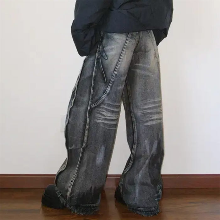 grunge wide leg cargo jeans