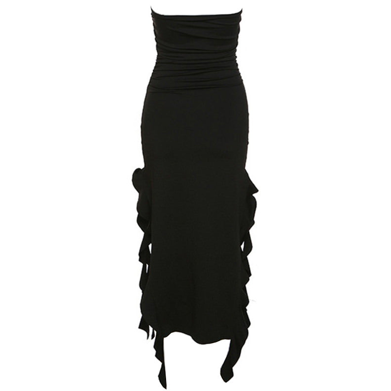 pure flirting ruffle split dress