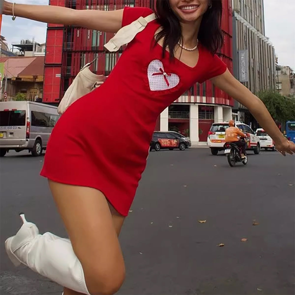 crimson heart mini dress