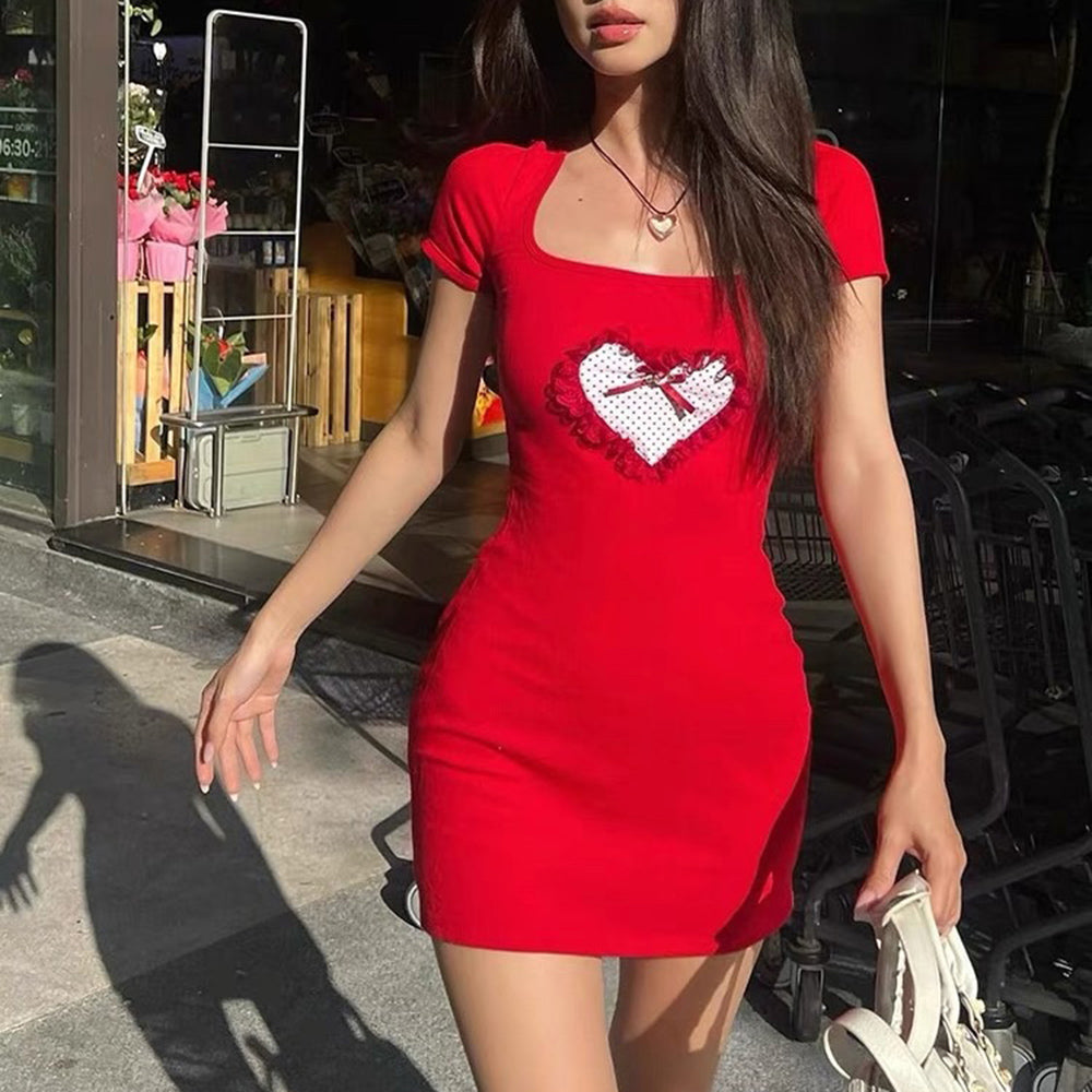 crimson heart mini dress