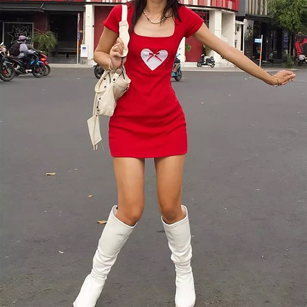 crimson heart mini dress