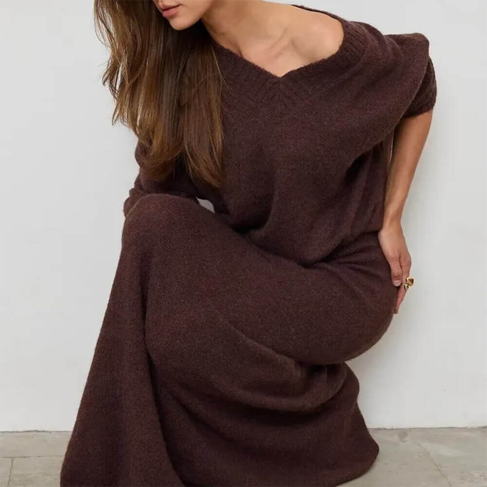 mocha sweater & skirt co ord