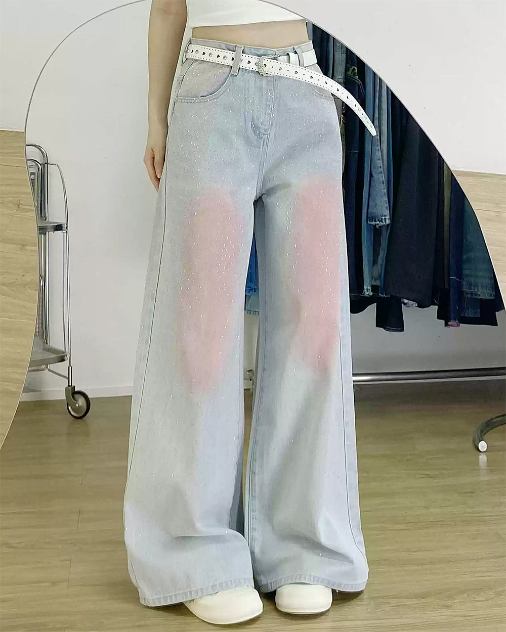 y2k blush glitter jeans