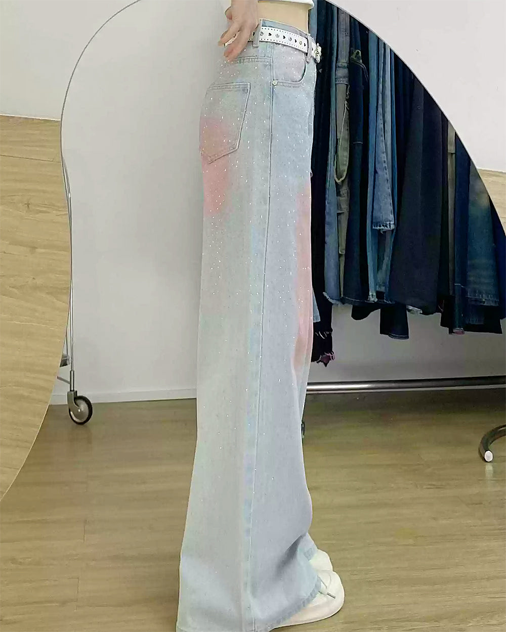 y2k blush glitter jeans